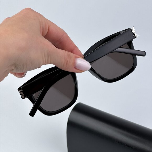 Saint Laurent SLM124 001 BRAND NEW Sunglasses Black Grey Square Unisex - Picture 3 of 11